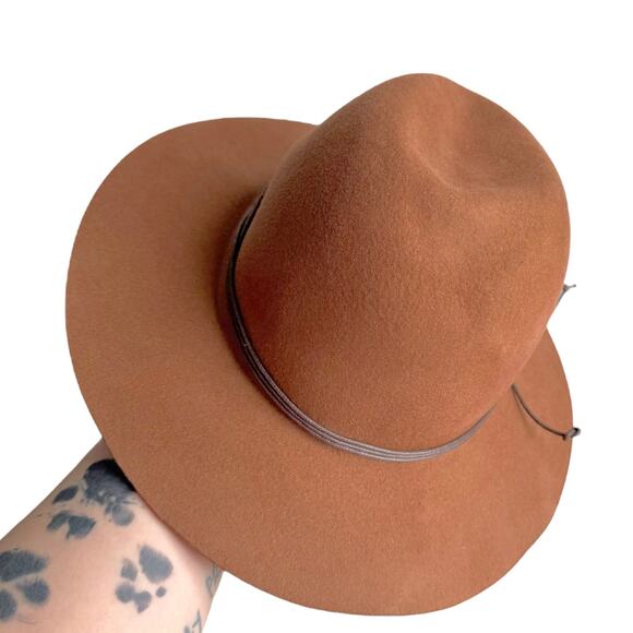 Nine West Brown Felt Woolen 100% Wool Western Style Hat Fedora Wide Brim OS - Picture 2 of 11